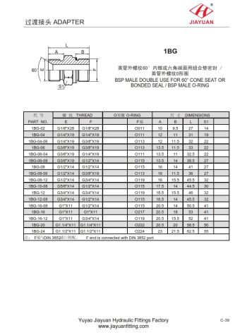 BSP mâle cône G connecteur à joint torique