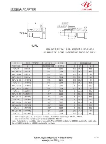 Raccords JIC pour adaptateur de bride SAE 3000